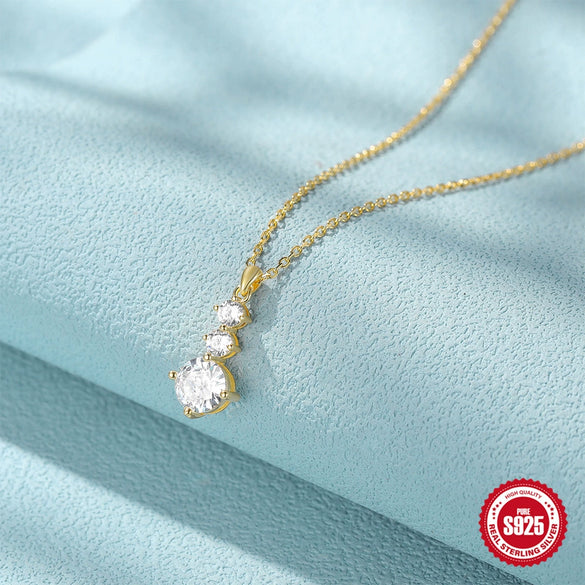 Wholesale S925 Sterling Silver Double Heart Bow Geometric Women's Clavicle Necklace