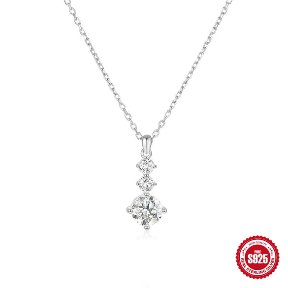 Wholesale S925 Sterling Silver Double Heart Bow Geometric Women's Clavicle Necklace