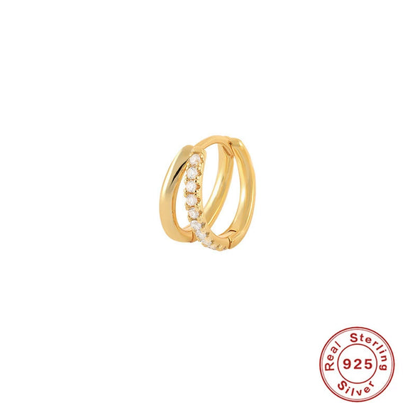 Wholesale S925 Sterling Silver Double Layer Cross Geometric Earrings With Electroplating And Diamond Embedded Trendy Ins Light Luxury For Women