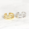 Wholesale S925 Sterling Silver Double Layer Line Geometric Female Ear Clips With Electroplating Treatment