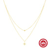 Wholesale S925 Sterling Silver Double Layer Small Silver Ball Pendant Necklace With Geometric Star Pattern For Women Electroplated