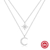Wholesale S925 Sterling Silver Double Layer Stacked Diamond Star Moon Clavicle Chain Necklace For Women