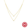 Wholesale S925 Sterling Silver Double Layer Stacked Zircon Love Geometric O Chain Necklace With Electroplating For Women