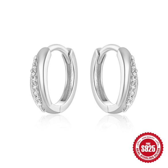 Wholesale S925 Sterling Silver Double Row Diamond Minimalist Geometric Fashion Earring With Electroplating Treatment For Women