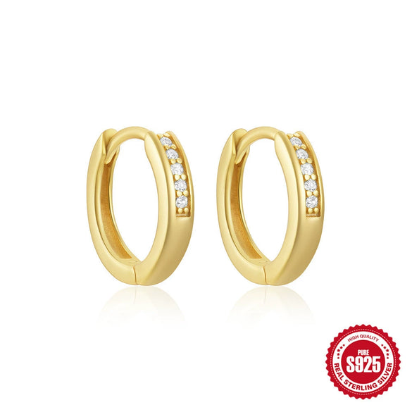 Wholesale S925 Sterling Silver Double Row Diamond Minimalist Geometric Fashion Earring With Electroplating Treatment For Women