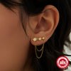Wholesale S925 Sterling Silver Doublelayer Chain Fivepointed Star Tassel Earrings For Women With Electroplating Process