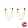 Wholesale S925 Sterling Silver Doublelayer Chain Fivepointed Star Tassel Earrings For Women With Electroplating Process
