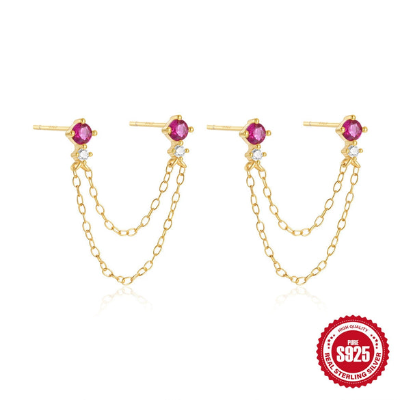 Wholesale S925 Sterling Silver Doublelayer Chain Fivepointed Star Tassel Earrings For Women With Electroplating Process