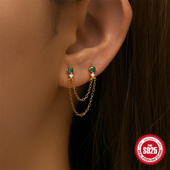 Wholesale S925 Sterling Silver Doublelayer Chain Fivepointed Star Tassel Earrings For Women With Electroplating Process