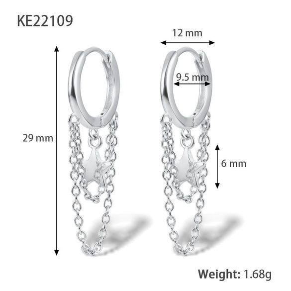 Wholesale S925 Sterling Silver Doublelayer Tassel Star Geometric Earrings Electroplated For Women