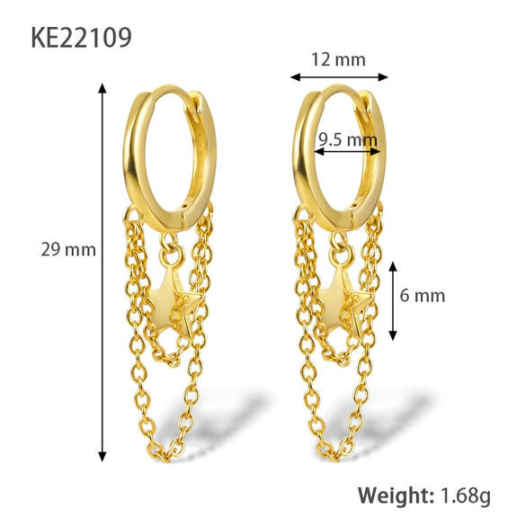 Wholesale S925 Sterling Silver Doublelayer Tassel Star Geometric Earrings Electroplated For Women