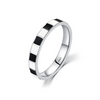 Wholesale S925 Sterling Silver Dripping Glue Geometric Black And White Plaid Ring