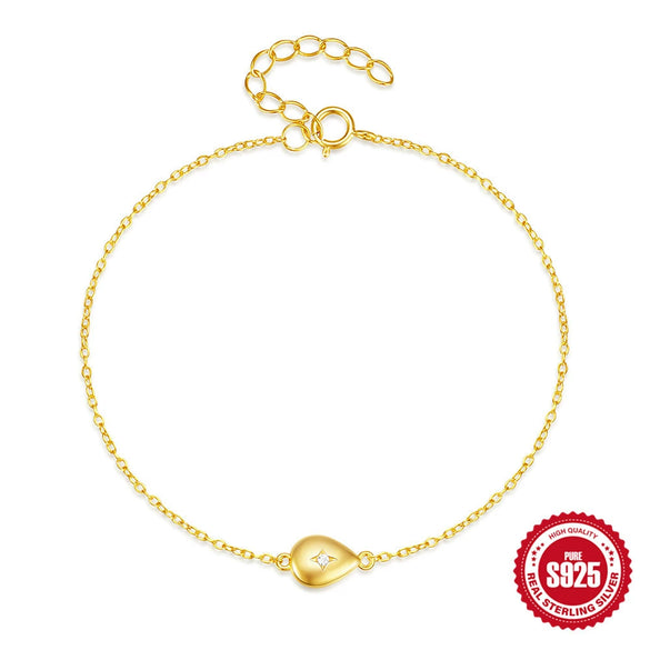 Wholesale S925 Sterling Silver Drop Diamond Women's All Match Bracelet With Geometric Pattern And Real Gold Plated Electroplating