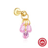 Wholesale S925 Sterling Silver Drop Shape Electroplated Women's Drops Diamond Cartilage Spiral Puncture Earrings Colorful Eyecatching