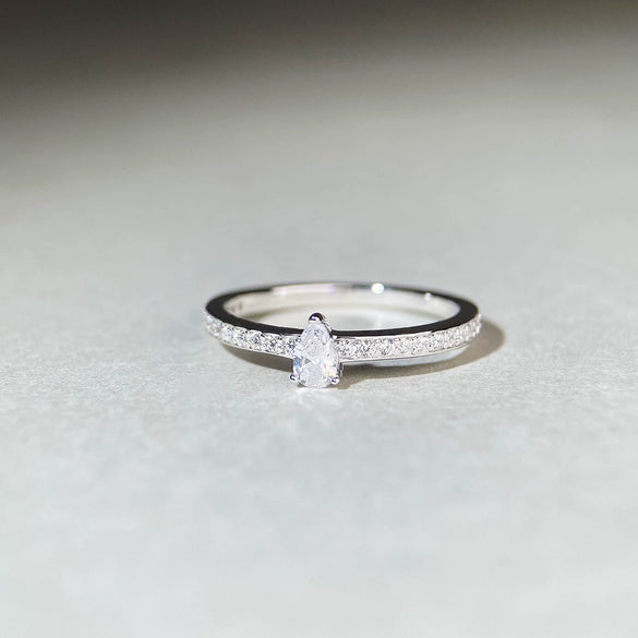 Wholesale S925 Sterling Silver Drop Shape Ring Simple Ins Style Electroplated