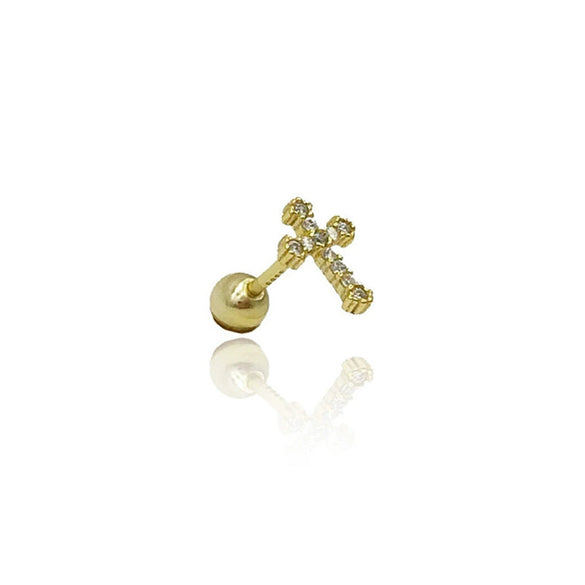 Wholesale S925 Sterling Silver Ear Nails With Small Gold Balls And Zircon Bodies Geometric Style Electroplated For Women