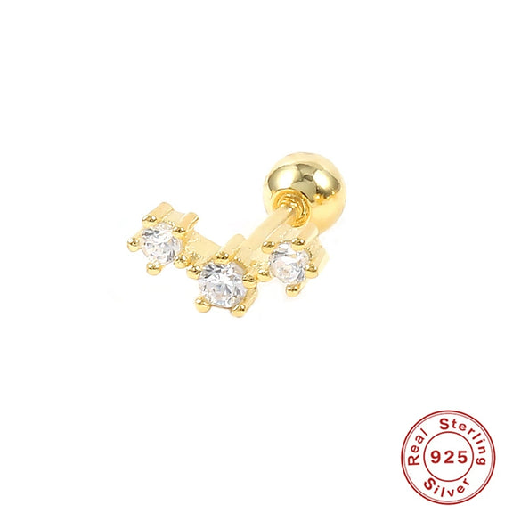 Wholesale S925 Sterling Silver Ear Nails With Small Gold Balls And Zircon Bodies Geometric Style Electroplated For Women