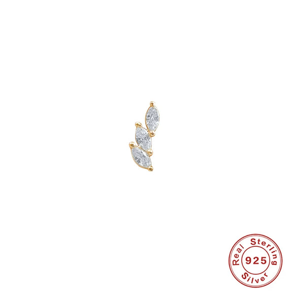 Wholesale S925 Sterling Silver Ear Nails With Small Gold Balls And Zircon Bodies Geometric Style Electroplated For Women