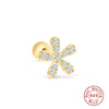 Wholesale S925 Sterling Silver Ear Nails With Small Gold Balls And Zircon Bodies Geometric Style Electroplated For Women