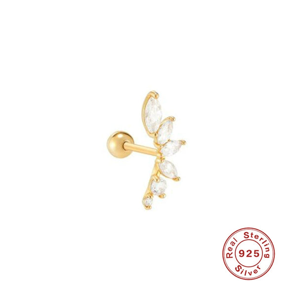 Wholesale S925 Sterling Silver Ear Nails With Small Gold Balls And Zircon Bodies Geometric Style Electroplated For Women