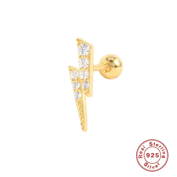 Wholesale S925 Sterling Silver Ear Nails With Small Gold Balls And Zircon Bodies Geometric Style Electroplated For Women