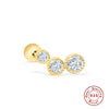 Wholesale S925 Sterling Silver Ear Nails With Small Gold Balls And Zircon Bodies Geometric Style Electroplated For Women