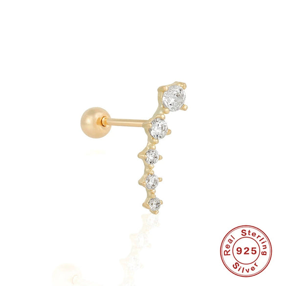 Wholesale S925 Sterling Silver Ear Nails With Small Gold Balls And Zircon Bodies Geometric Style Electroplated For Women