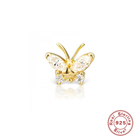 Wholesale S925 Sterling Silver Ear Nails With Small Gold Balls And Zircon Bodies Geometric Style Electroplated For Women