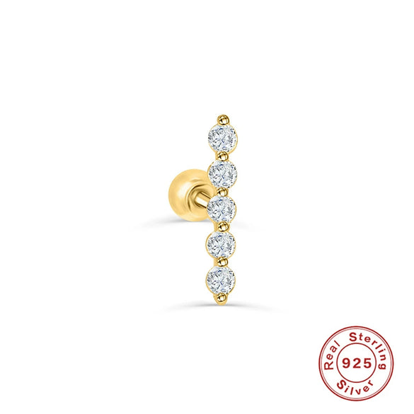 Wholesale S925 Sterling Silver Ear Nails With Small Gold Balls And Zircon Bodies Geometric Style Electroplated For Women