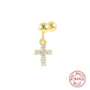 Wholesale S925 Sterling Silver Ear Nails With Small Gold Balls And Zircon Bodies Geometric Style Electroplated For Women