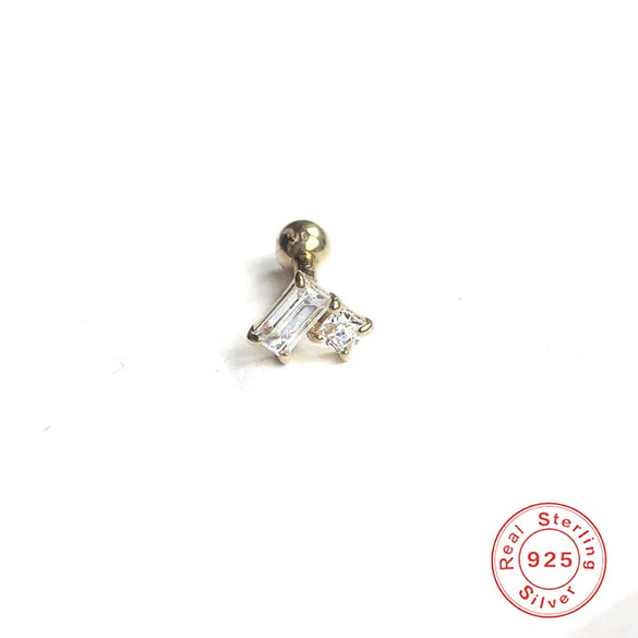 Wholesale S925 Sterling Silver Ear Nails With Small Gold Balls And Zircon Bodies Geometric Style Electroplated For Women