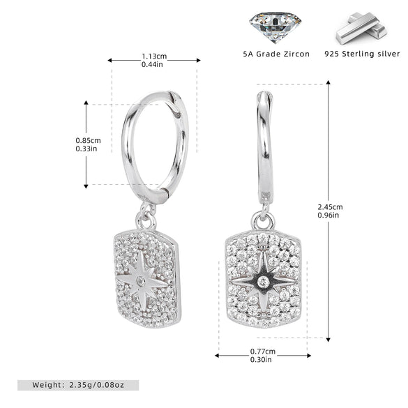 Wholesale S925 Sterling Silver Earrings Fashion Inlaid Zircon Geometric Style Jewelry For Women