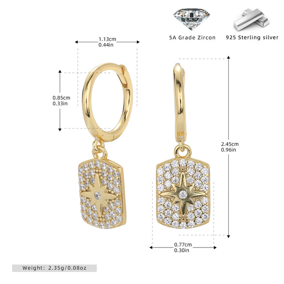 Wholesale S925 Sterling Silver Earrings Fashion Inlaid Zircon Geometric Style Jewelry For Women