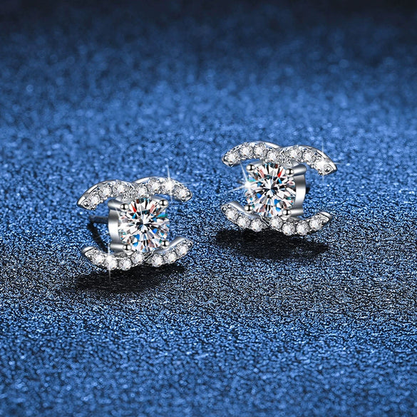 Wholesale S925 Sterling Silver Earrings For Women With Geometric Letter Number Text Pattern And Electroplating