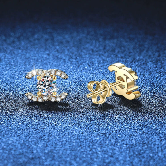 Wholesale S925 Sterling Silver Earrings For Women With Geometric Letter Number Text Pattern And Electroplating