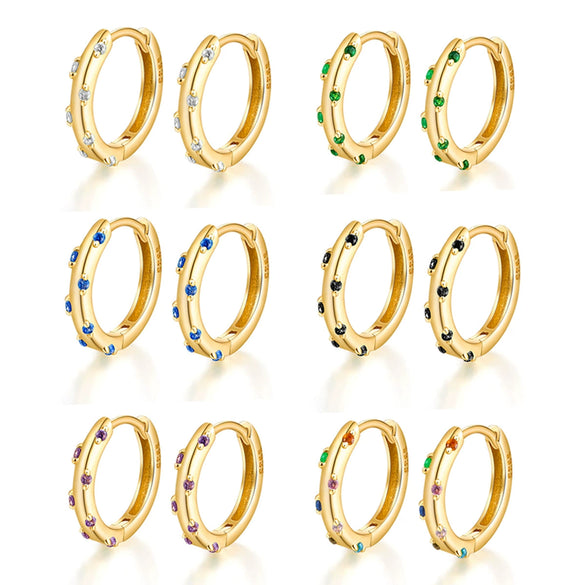 Wholesale S925 Sterling Silver Earrings Inlaid With Colored Zircons Ins Style Highend For Female