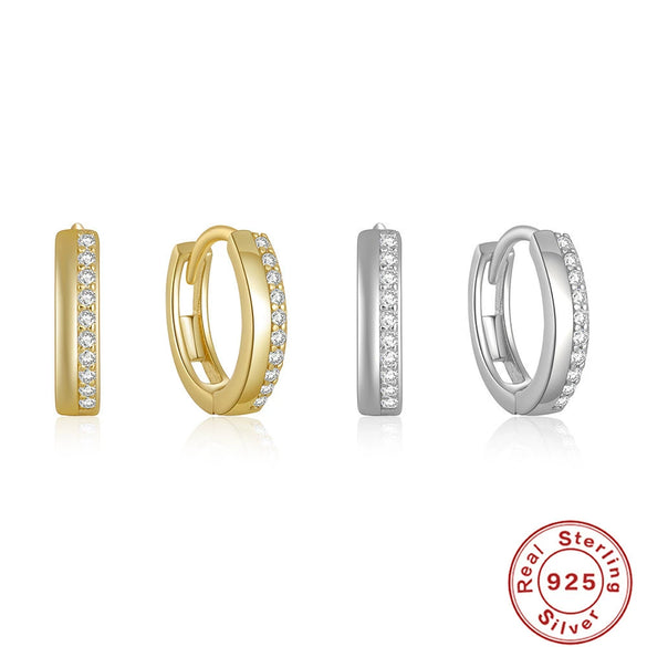 Wholesale S925 Sterling Silver Earrings Plated With 18K Gold Simple Geometric Shape Zirconia Earrings