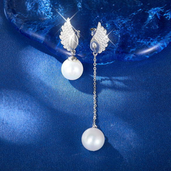 Wholesale S925 Sterling Silver Earrings With Beaded Wings Inlaid Zircon Geometric Pattern Set With Diamonds Elegant Style For Women