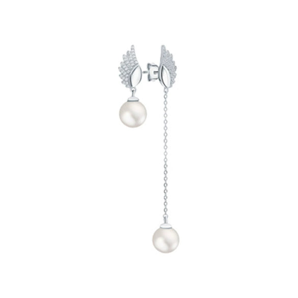 Wholesale S925 Sterling Silver Earrings With Beaded Wings Inlaid Zircon Geometric Pattern Set With Diamonds Elegant Style For Women