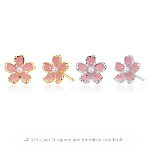 Wholesale S925 Sterling Silver Earrings With Geometric And Flower Patterns Electroplated