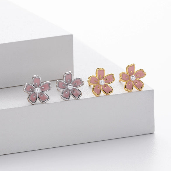 Wholesale S925 Sterling Silver Earrings With Geometric And Flower Patterns Electroplated