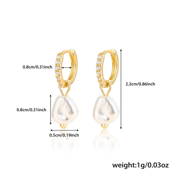Wholesale S925 Sterling Silver Earrings With Imitation Pearl And Diamond Geometric Style