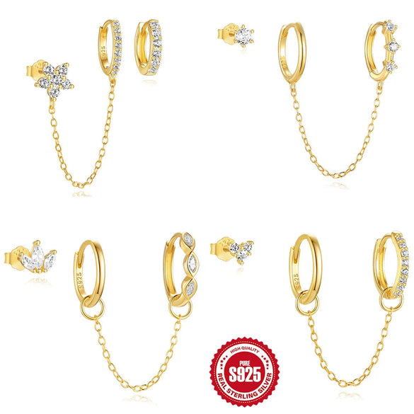 Wholesale S925 Sterling Silver Earrings With Stars And Flower Geometric Pattern Electroplated For Women