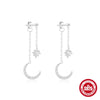 Wholesale S925 Sterling Silver Earrings With Tassel Star Moon Drop Design Electroplated Geometric Style