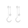 Wholesale S925 Sterling Silver Earrings With Tassel Star Moon Drop Design Electroplated Geometric Style
