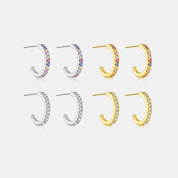 Wholesale S925 Sterling Silver Earrings With Zirconium And Geometric Design Platinum Or 18K Gold Electroplated For Women And Unisex