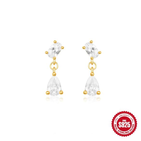 Wholesale S925 Sterling Silver Eggshaped Geometric Drop Earrings With Electroplating Treatment