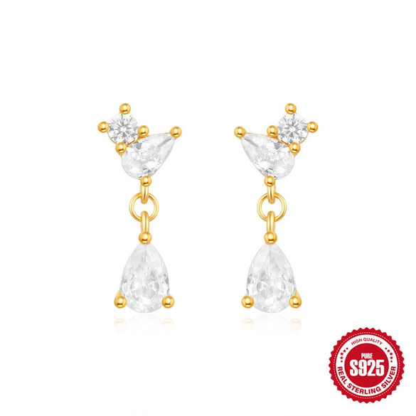 Wholesale S925 Sterling Silver Eggshaped Geometric Drop Earrings With Electroplating Treatment