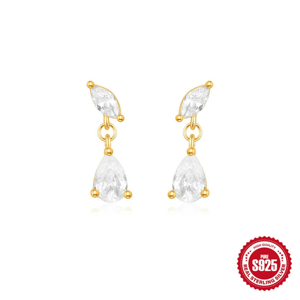 Wholesale S925 Sterling Silver Eggshaped Geometric Drop Earrings With Electroplating Treatment