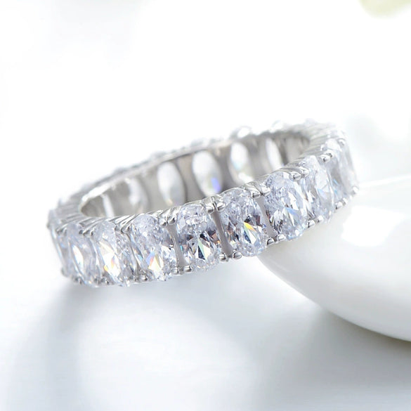 Wholesale S925 Sterling Silver Eggshaped Geometric Fashion Women's Ring Jewelry With Seiko Treatment